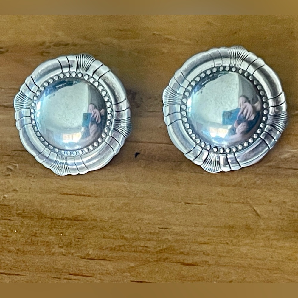 Stunning Sterling Silver Button Post Earrings - image 2